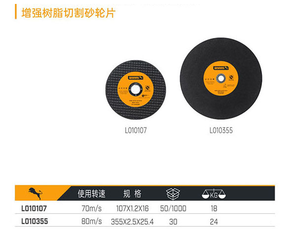 L010107 L010355 增強樹脂切割砂輪片